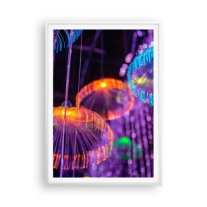 Affiche dans un cadre blanc - Poster - Fontaine lumineuse - 70x100 cm