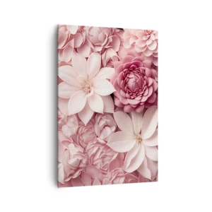 Impression sur toile - Image sur toile - Des fleurs aux tons roses et blancs dans une approche artistique - 70x100cm - Dans les pétales roses - Décoration murale moderne pour le salon et la chambre ARTTOR
