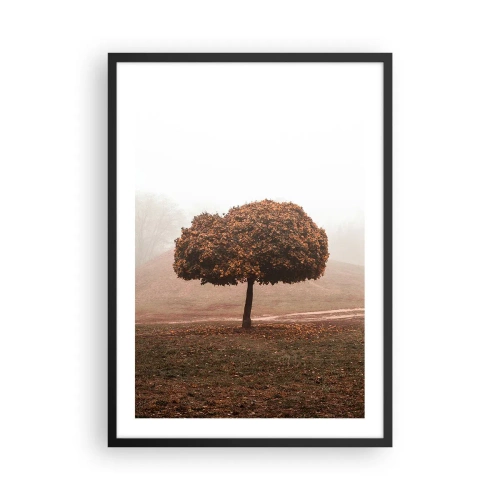 Affiche dans un cadre noir - Poster - Un arbre solitaire dans le brouillard d'automne - 50x70cm - Après un été chargé - Décoration murale moderne pour le salon et la chambre ARTTOR