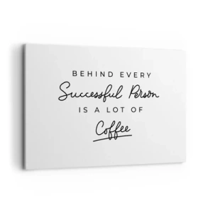 Impression sur toile - Image sur toile - Une citation minimaliste sur le succès et le café sur fond blanc. - 120x80cm - Secret du succès - Décoration murale moderne pour le salon et la chambre ARTTOR