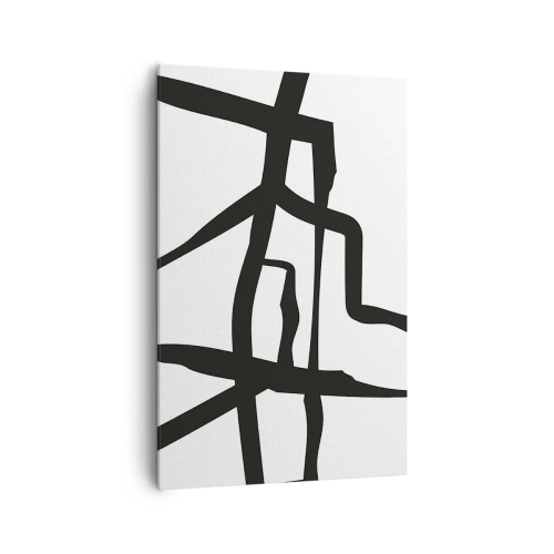 Impression sur toile - Image sur toile - Motif minimaliste noir et blanc avec des lignes géométriques - 80x120cm - Conception noir et blanc - Décoration murale moderne pour le salon et la chambre ARTTOR