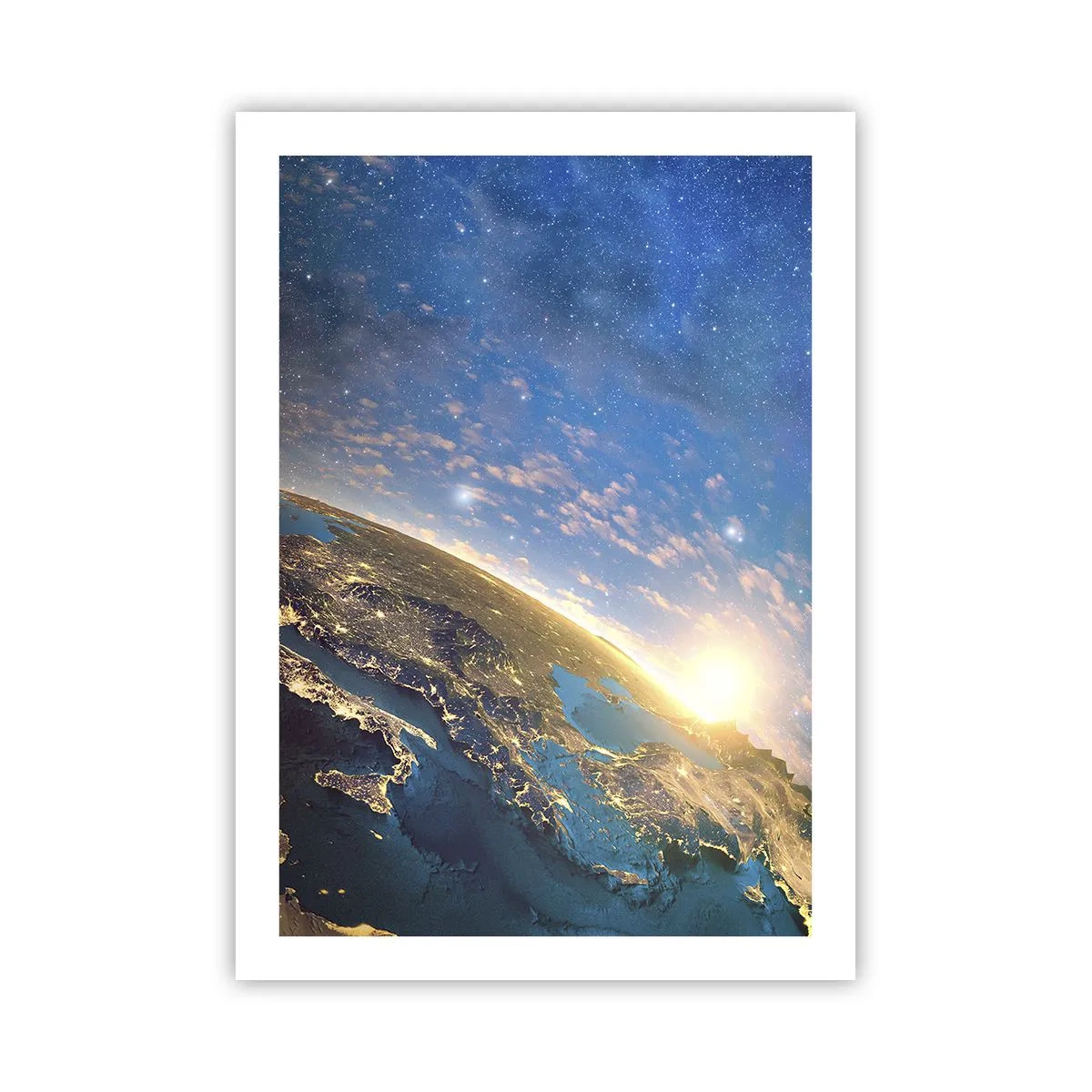 Affiche - Poster - La Terre vue de l'espace au lever du soleil - 50x70cm - Regardons-nous de loin - Décoration murale moderne pour le salon et la chambre ARTTOR