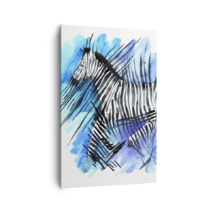 Impression sur toile - Image sur toile - Illustration à l'aquarelle d'un zèbre contre un ciel bleu - 80x120cm - Caché dans les rayures - Décoration murale moderne pour le salon et la chambre ARTTOR