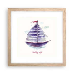 Affiche dans un chêne clair - Poster - Plein de voiles et d’eau calme - 30x30 cm