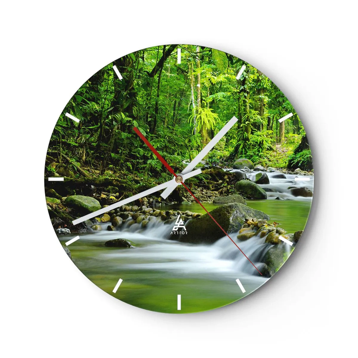 Horloge murale - Pendule murale - Nager dans un océan de verdure - 40x40 cm