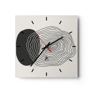 Horloge murale - Pendule murale - Motif abstrait avec des lignes et des formes en noir et blanc - 30x30cm - Durabilité et oscillation - Décoration murale moderne pour le salon et la chambre ARTTOR