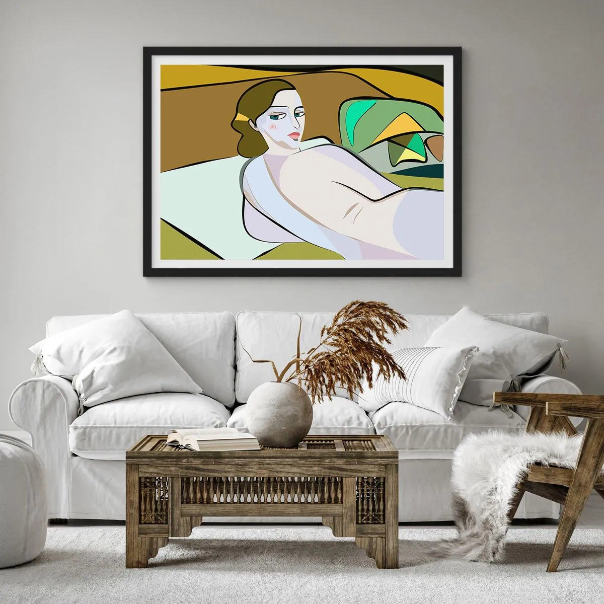 Affiche dans un cadre noir - Poster - Figure abstraite dans un style moderne - 70x50cm - Portrait intime - Décoration murale moderne pour le salon et la chambre ARTTOR