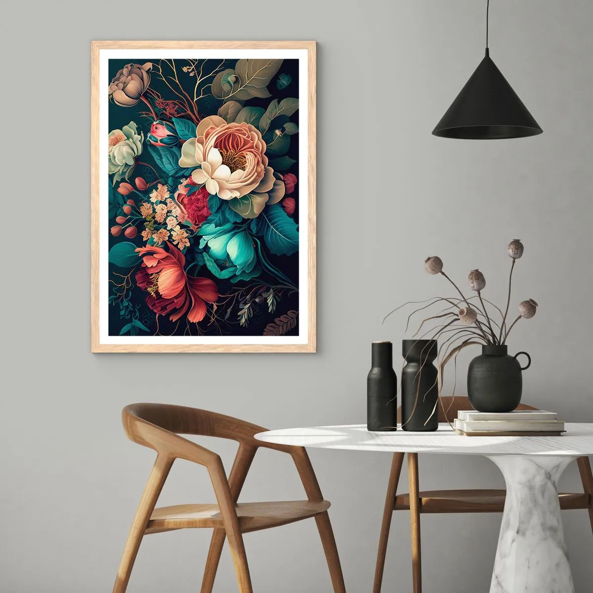 Affiche dans un chêne clair - Poster - le charme du 19ème siècle - 70x100 cm