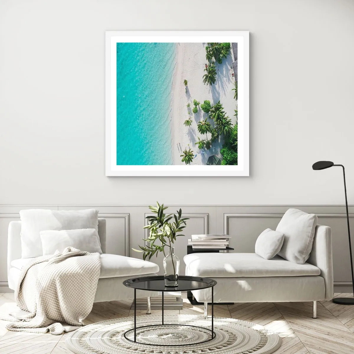 Affiche dans un cadre blanc - Poster - Vacances au paradis - 60x60 cm