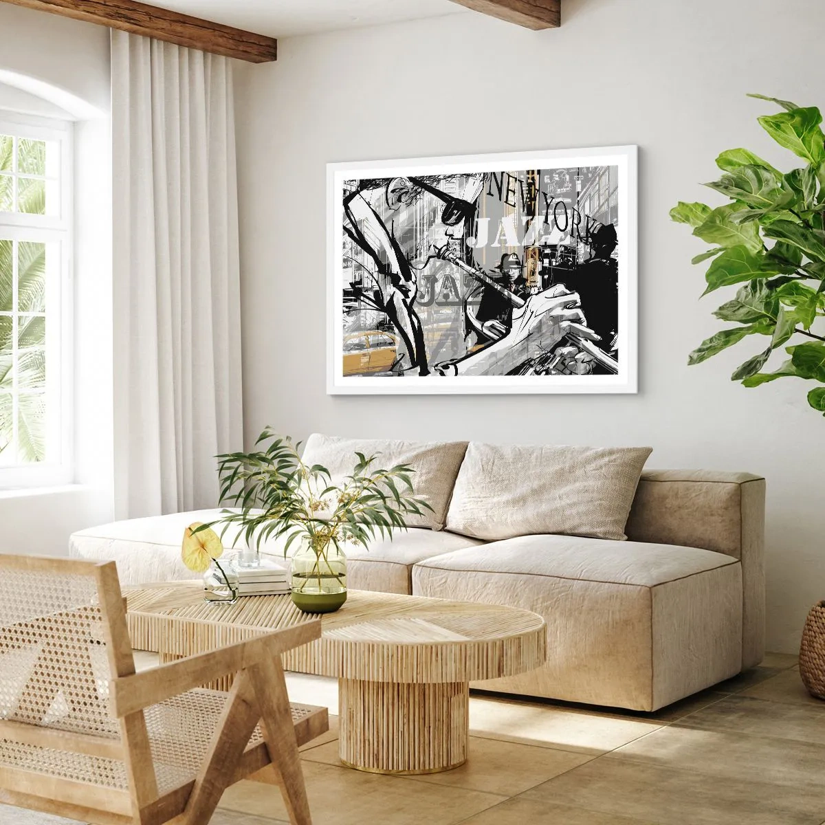 Affiche dans un cadre blanc - Poster - Au rythme de New York - 100x70 cm