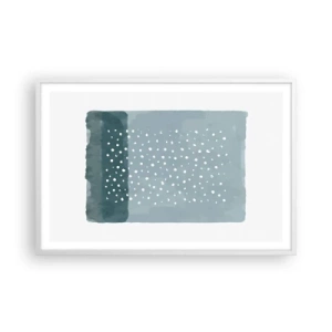 Affiche dans un cadre blanc - Poster - Évolution de bleus - 91x61 cm