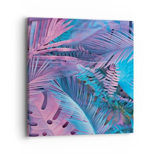 Impression sur toile - Image sur toile - Les tropiques en rose et bleu - 40x40 cm