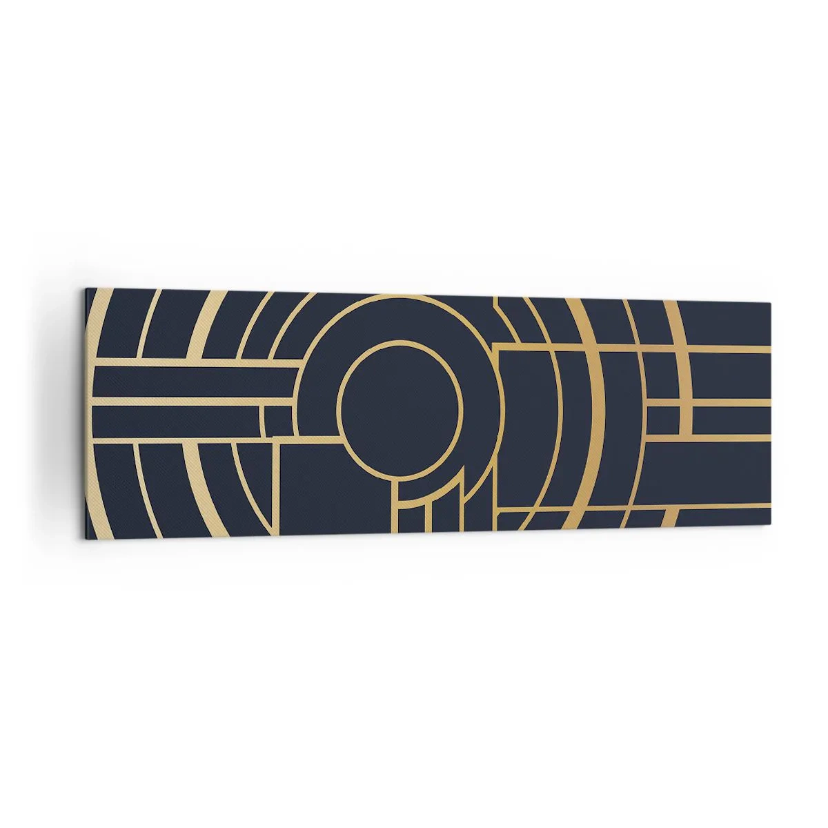 Impression sur toile - Image sur toile - Motif géométrique avec des lignes dorées - 160x50cm - Rotation des éléments - Décoration murale moderne pour le salon et la chambre ARTTOR