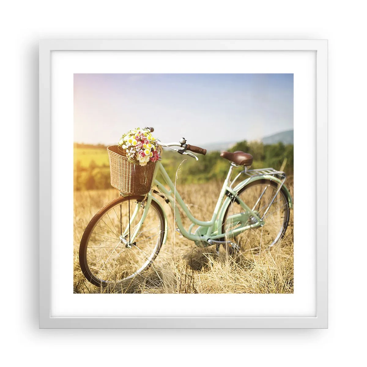 Affiche dans un cadre blanc - Poster - Je vais rester un petit moment - 40x40 cm