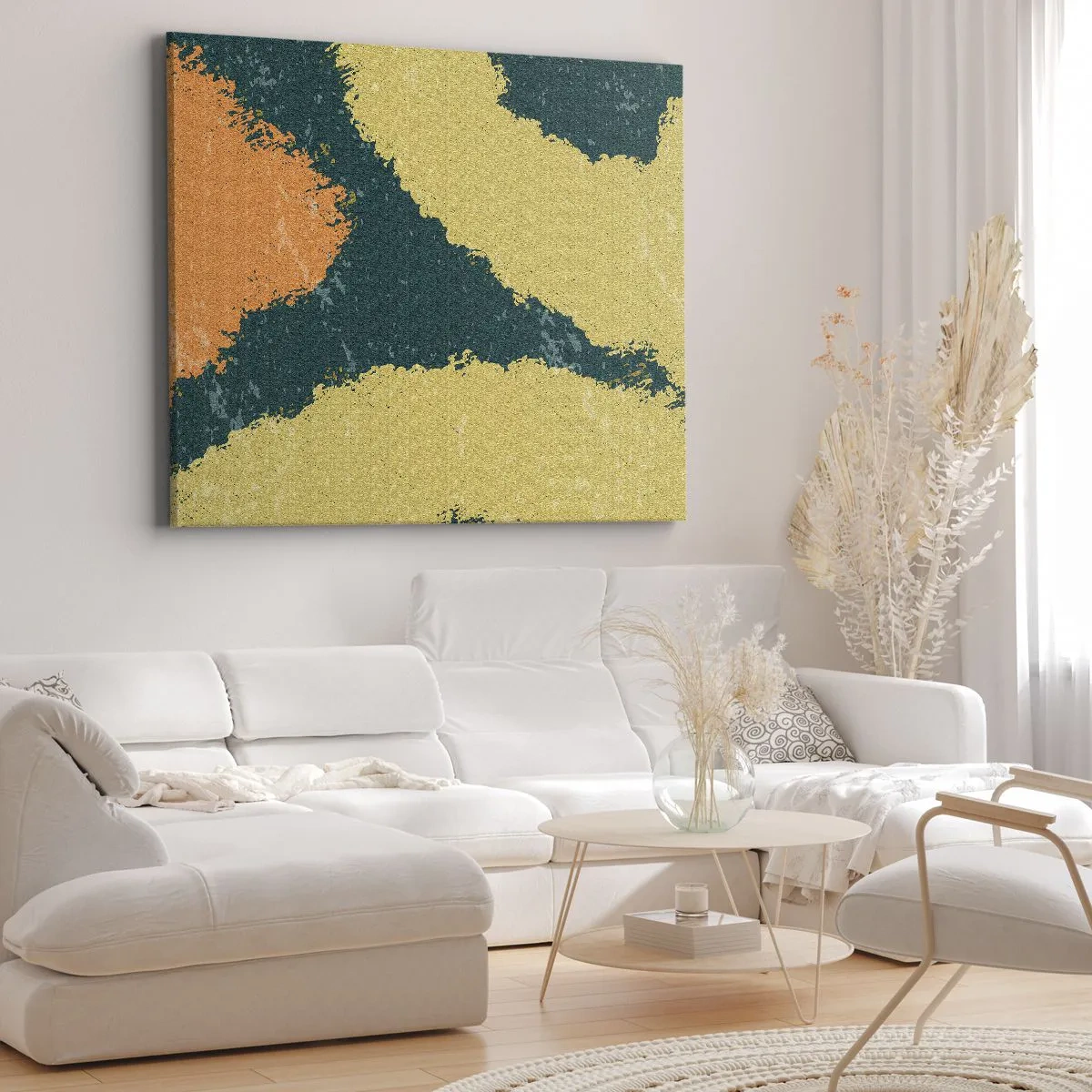Impression sur toile - Image sur toile - Taches abstraites aux couleurs terreuses et vertes - 100x70cm - Abstraction – mouvement lent - Décoration murale moderne pour le salon et la chambre ARTTOR