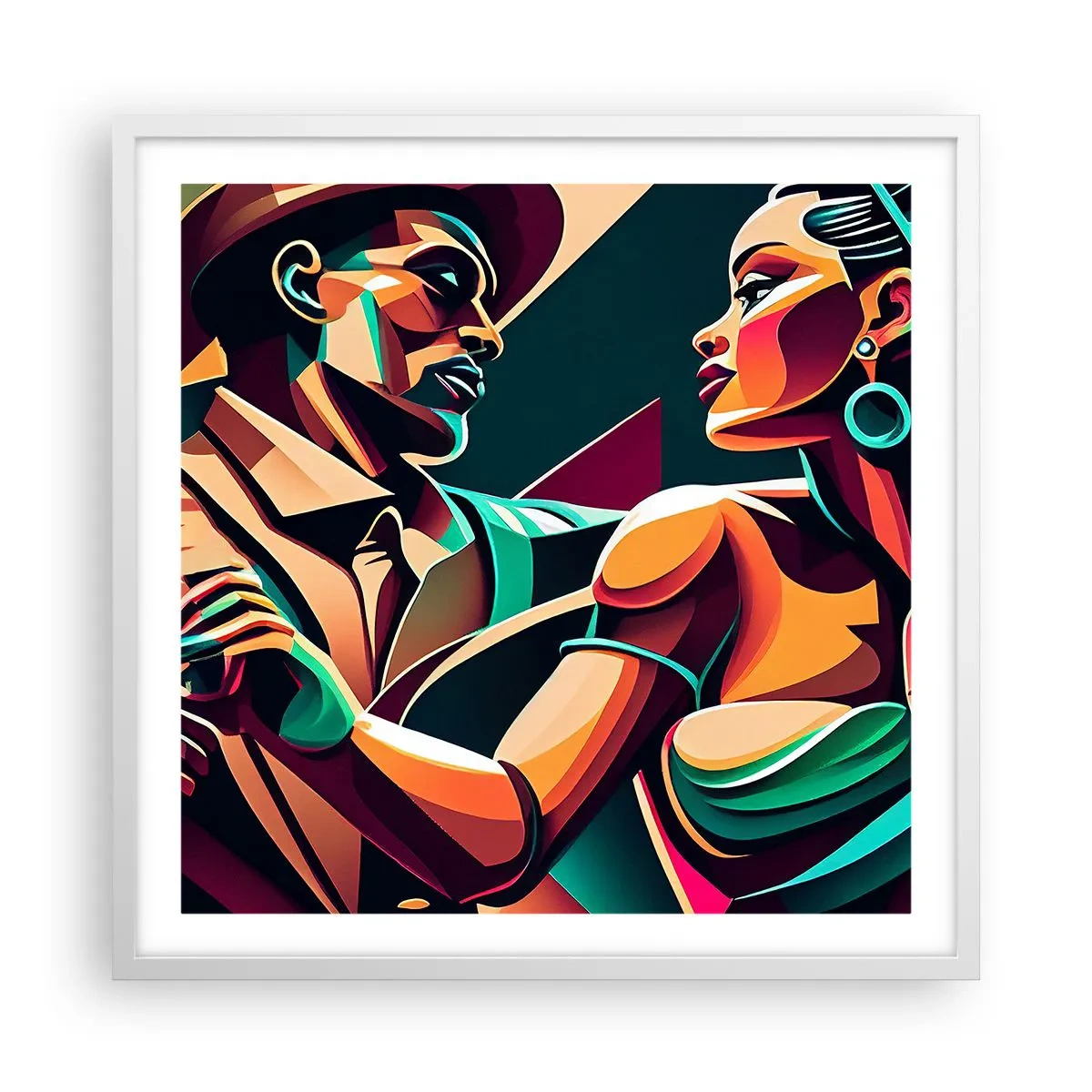 Affiche dans un cadre blanc - Poster - Au rythme du coeur - 60x60 cm