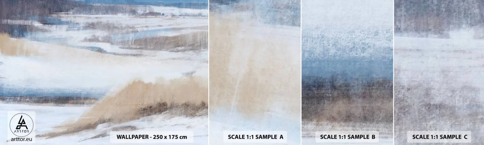 Échantillon De Papier Peint Standard Eco - Composition hivernale - Hiver, Morceau, Pastel - 100x30 cm