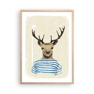 Affiche dans un chêne clair - Poster - Parce que j'aime les chemises rayées - 50x70 cm