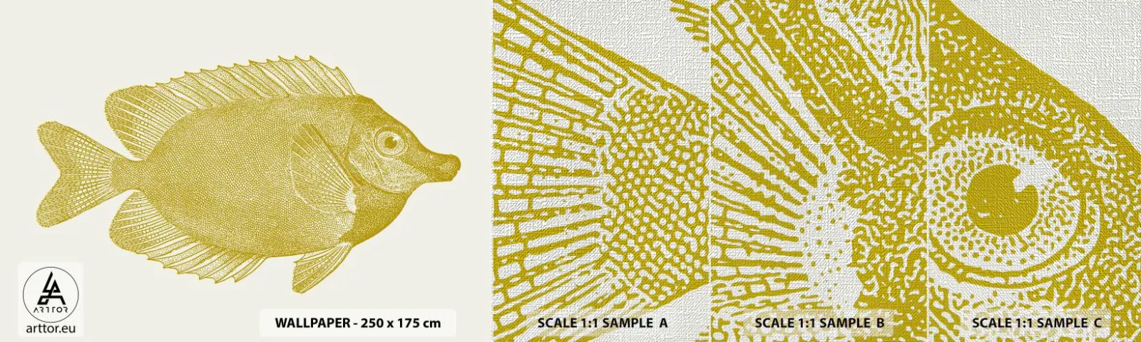 Échantillon de Papier Peint Premium Canvas - Du poisson et c'est tout - Poisson, Bord de mer, Animal - 100x30 cm