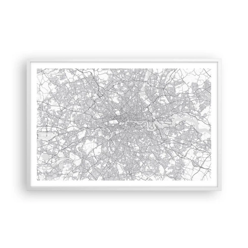Affiche dans un cadre blanc - Poster - Carte du labyrinthe londonien - 91x61 cm