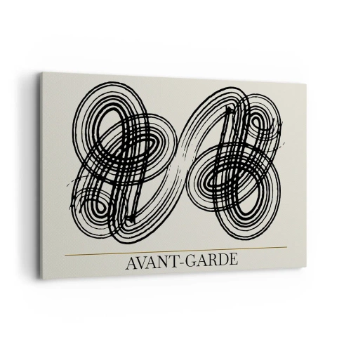 Impression sur toile - Image sur toile - Lignes noires abstraites sur fond clair dans un style avant-gardiste. - 120x80cm - C'est venu spontanément - Décoration murale moderne pour le salon et la chambre ARTTOR