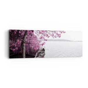 Impression sur toile - Image sur toile - Dans un silence rose - 90x30 cm