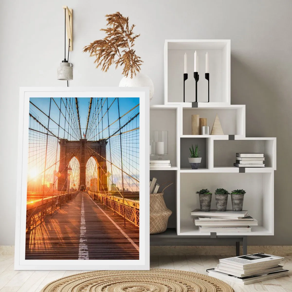 Affiche dans un cadre blanc - Poster - Sur le pont d'or - 61x91 cm