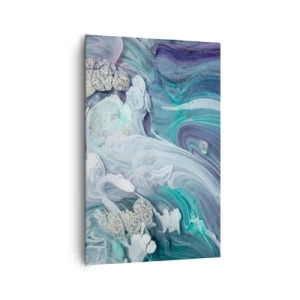 Impression sur toile - Image sur toile - Tourbillons abstraits dans des tons de bleu et de blanc - 80x120cm - Courants bleus - Décoration murale moderne pour le salon et la chambre ARTTOR