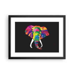 Affiche dans un cadre noir - Poster - L'éléphant qui aimait se baigner dans un arc-en-ciel - 40x30 cm