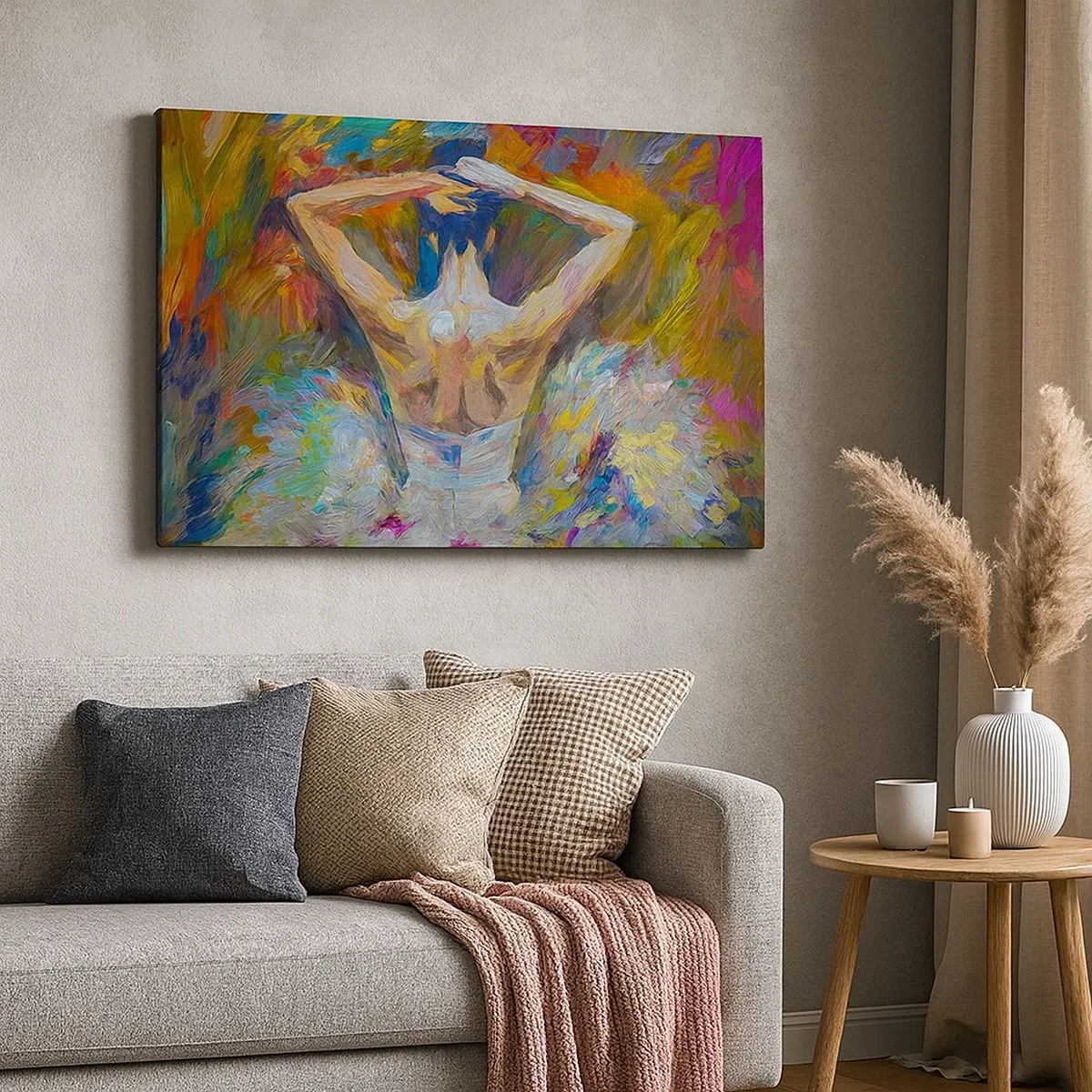 Impression sur toile - Image sur toile - Une ballerine aux couleurs dynamiques et à l'expression picturale - 70x50cm - Il se peut que ce soit tout - Décoration murale moderne pour le salon et la chambre ARTTOR
