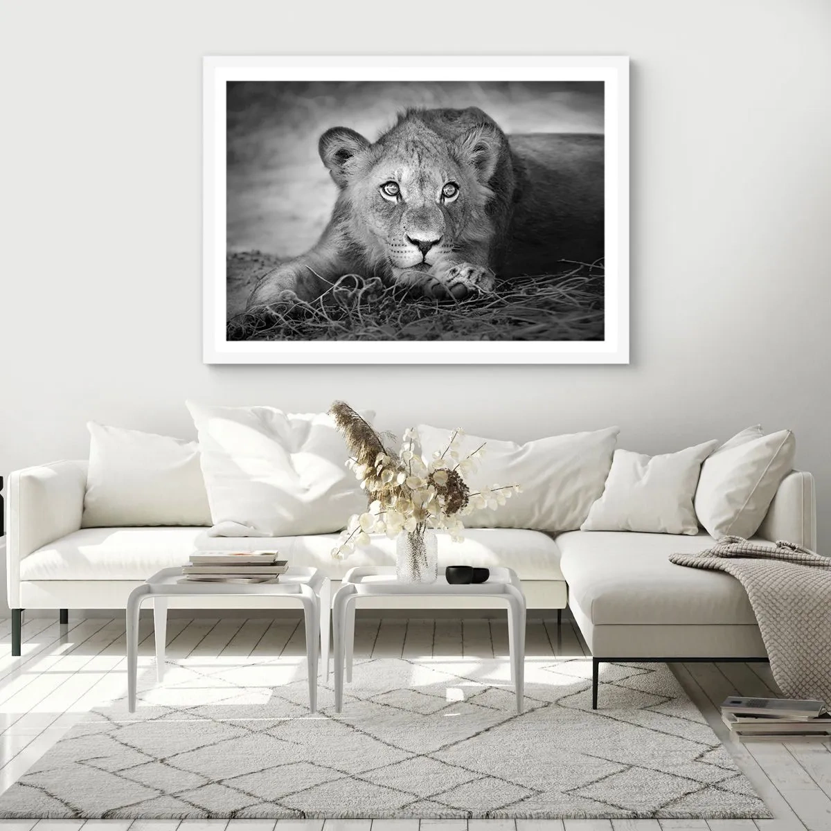 Affiche dans un cadre blanc - Poster - Chiot royal - 91x61 cm