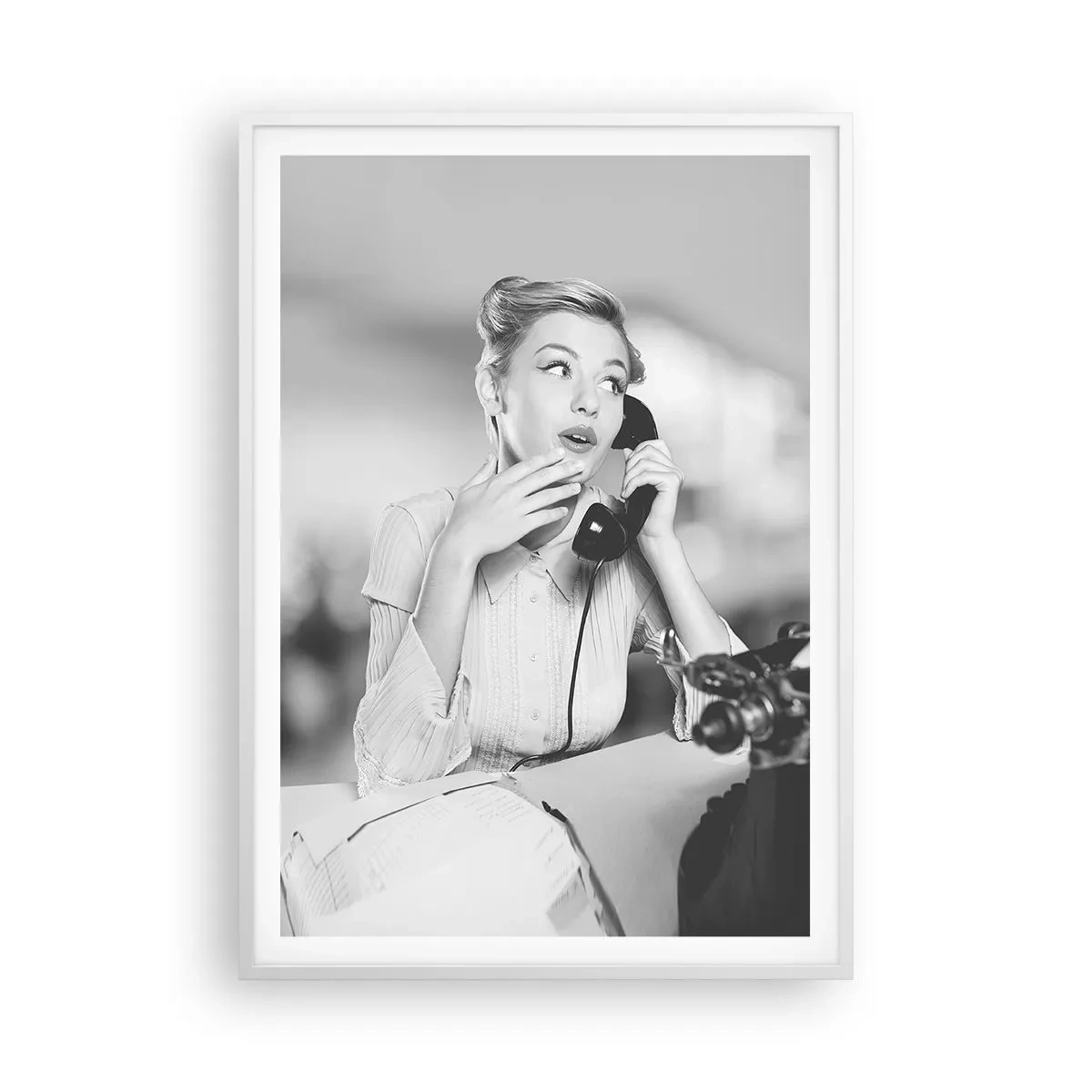 Affiche dans un cadre blanc - Poster - Hello! Ici les années 50 - 70x100 cm