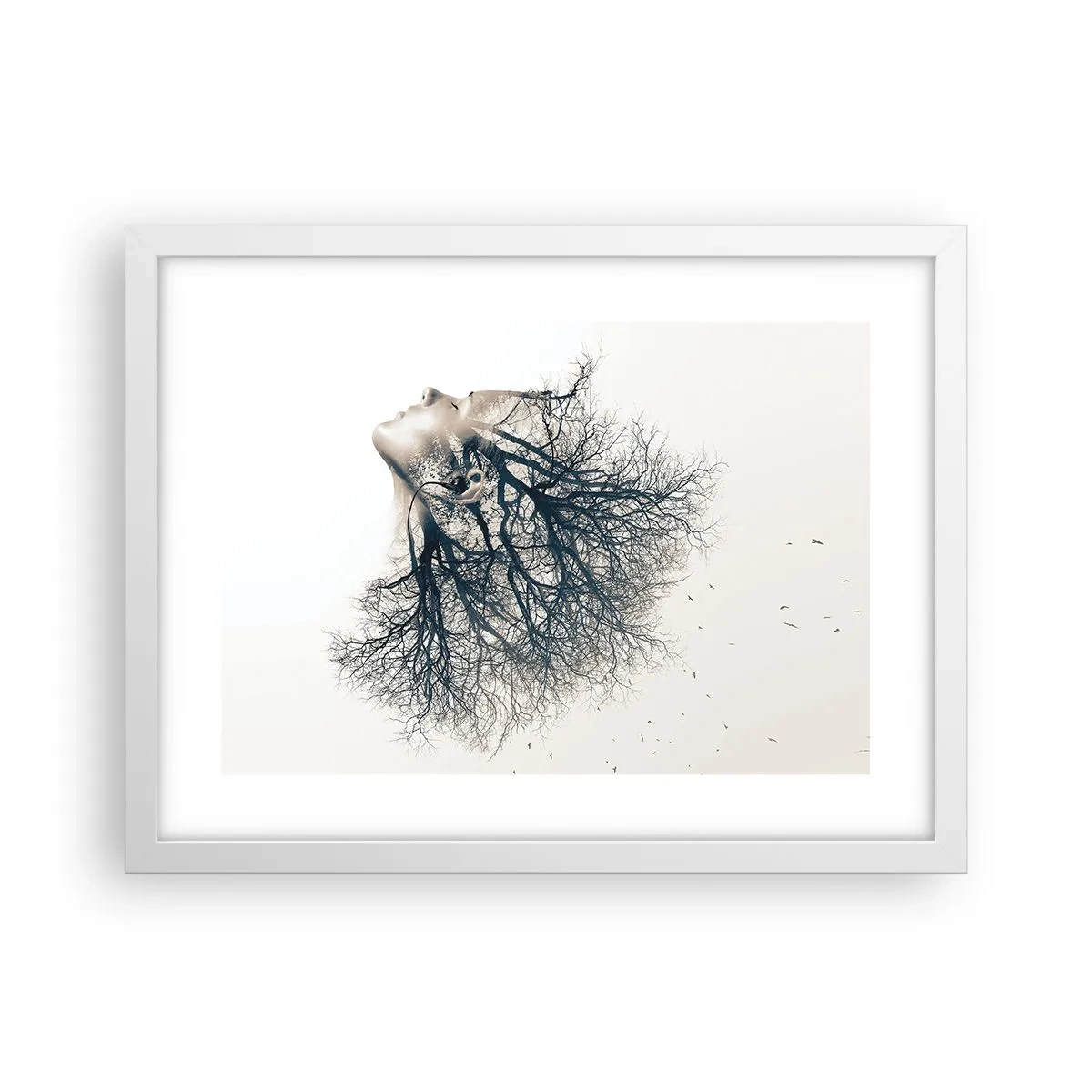 Affiche dans un cadre blanc - Poster - Écouter le murmure des arbres - 40x30 cm
