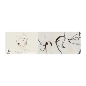 Échantillon de Papier Peint Premium Canvas - Une ligne certaine - Abstraction, Visage de femme, Linéaire - 100x30 cm