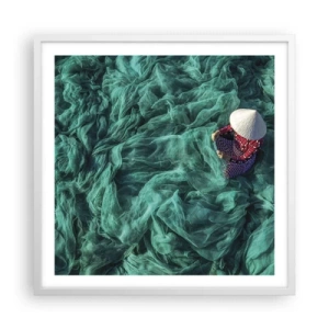 Affiche dans un cadre blanc - Poster - Dans une mer de filet - 60x60 cm