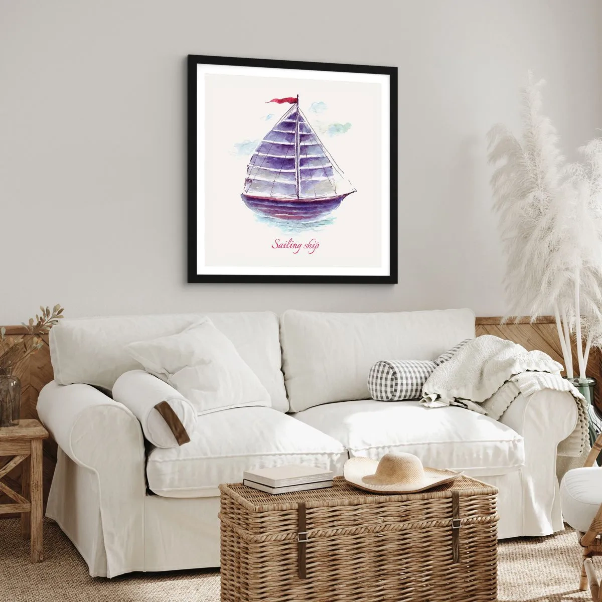 Affiche dans un cadre noir - Poster - Plein de voiles et d’eau calme - 50x50 cm