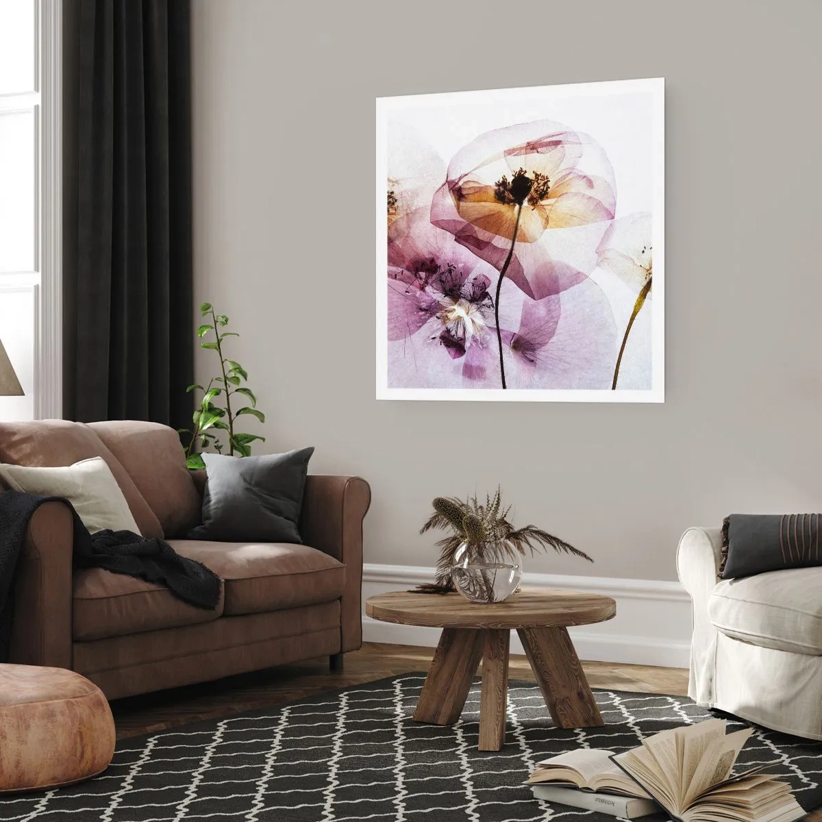 Affiche - Poster - Corps de fleurs transparente - 60x60 cm