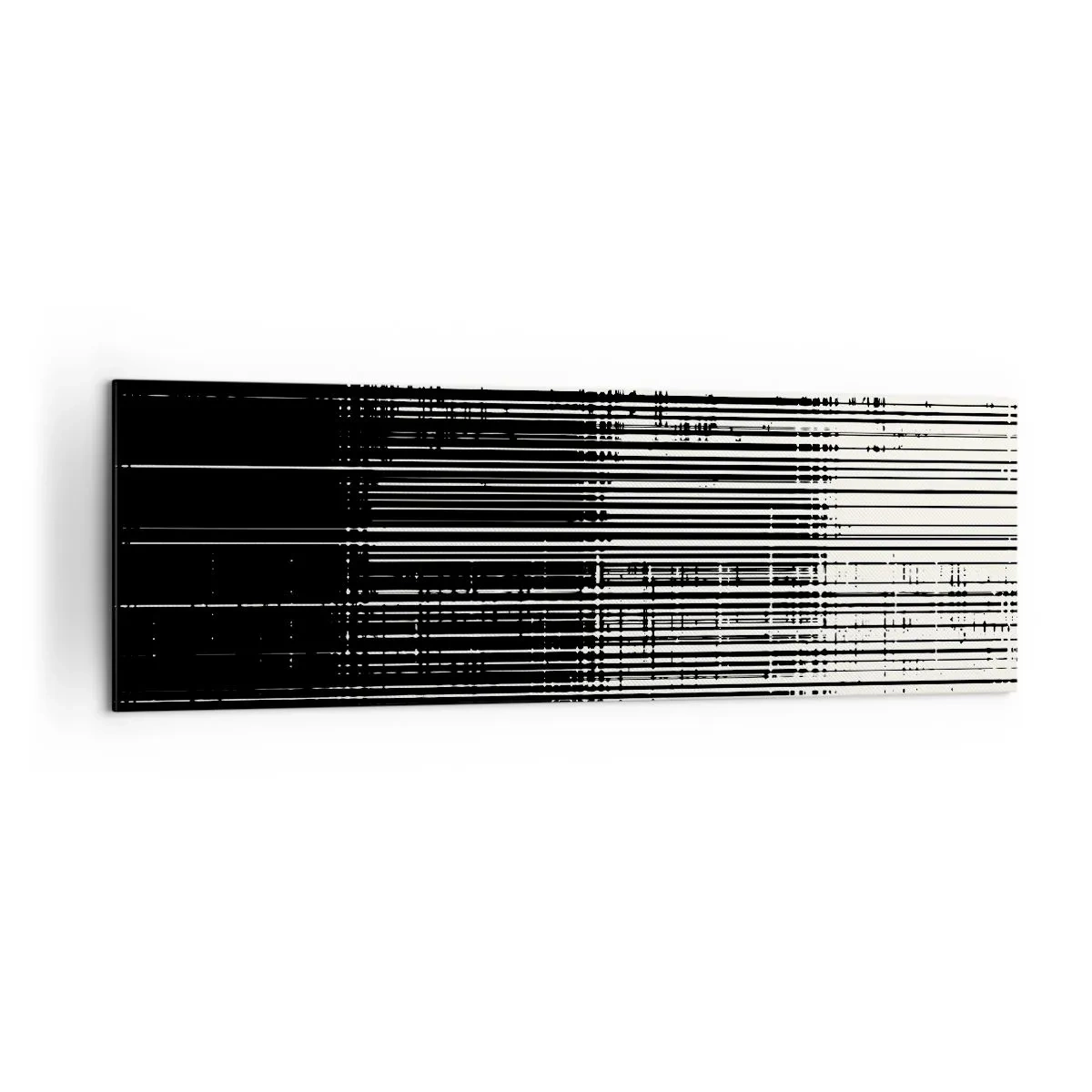 Impression sur toile - Image sur toile - Composition abstraite de lignes en noir et blanc contrastés - 160x50cm - Ondes et vibrations - Décoration murale moderne pour le salon et la chambre ARTTOR