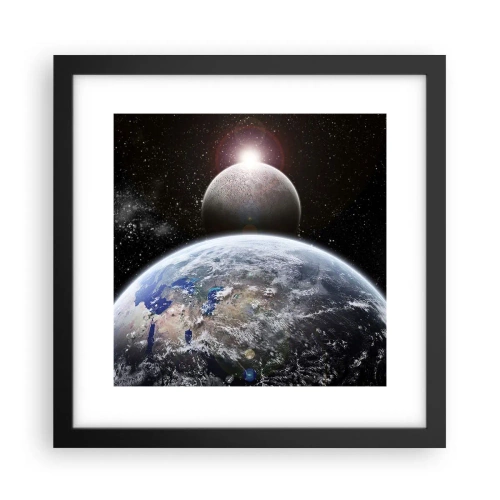 Affiche dans un cadre noir - Poster - Paysage cosmique - lever de soleil - 30x30 cm