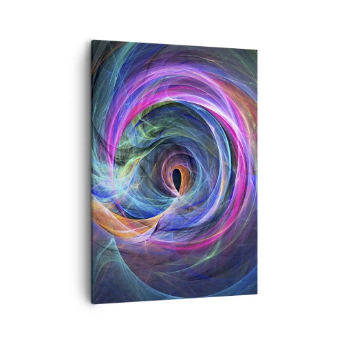 Impression sur toile - Image sur toile - Un tourbillon abstrait de couleurs dans des tons de violet, de rose et de bleu. - 50x70cm - Où m'emmènes-tu ? - Décoration murale moderne pour le salon et la chambre ARTTOR