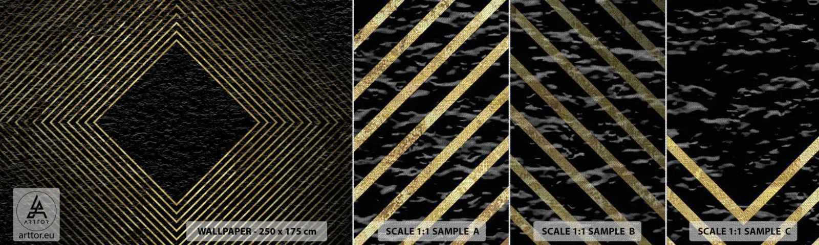 Échantillon de Papier Peint Premium Canvas - Géométrie dans un style glamour - Art Déco, Moderne, Charme - 100x30 cm