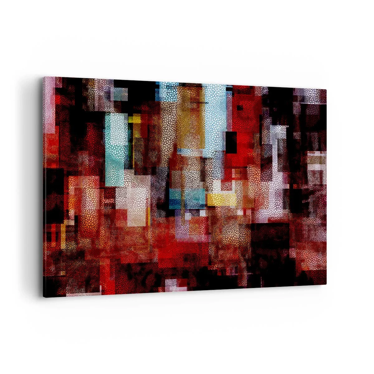 Impression sur toile - Image sur toile - Abstraction géométrique dans des tons intenses de rouge - 120x80cm - Mélange de confusions - Décoration murale moderne pour le salon et la chambre ARTTOR