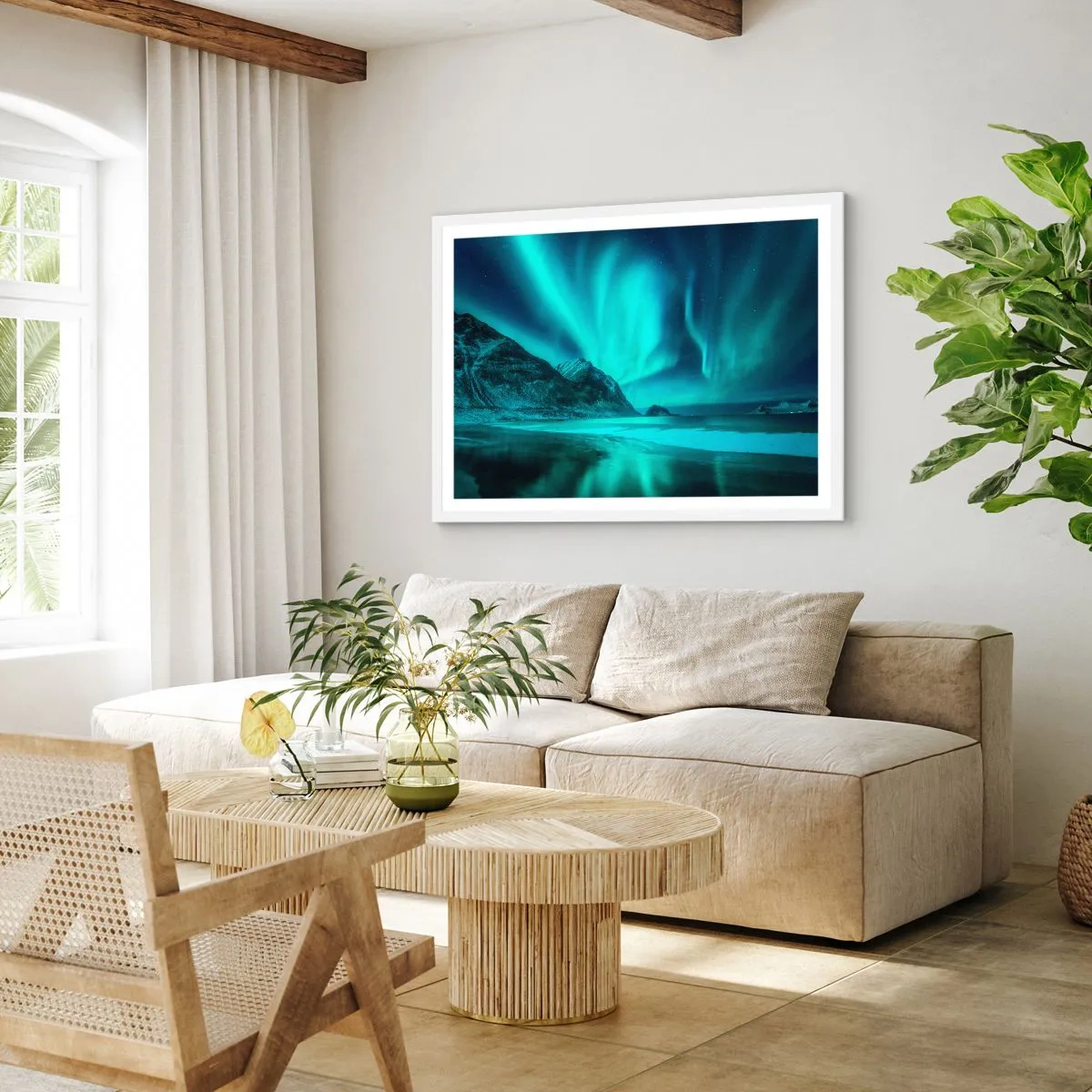 Affiche dans un cadre blanc - Poster - Merveilles du Nord - 50x40 cm