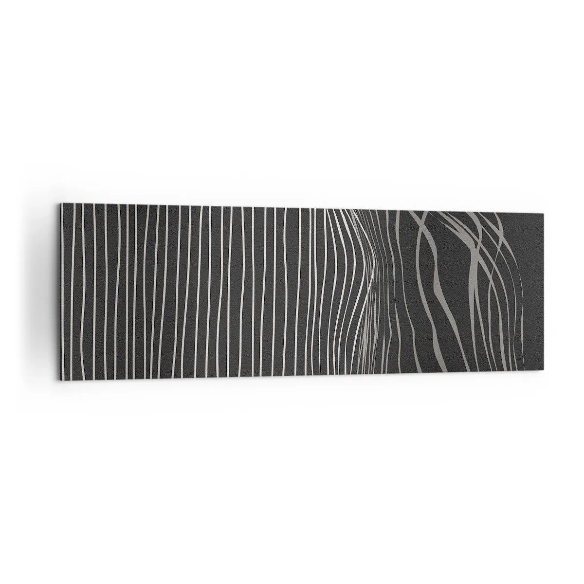 Impression sur toile - Image sur toile - Lignes blanches sur fond gris foncé dans un arrangement abstrait - 160x50cm - Rythme et accent - Décoration murale moderne pour le salon et la chambre ARTTOR
