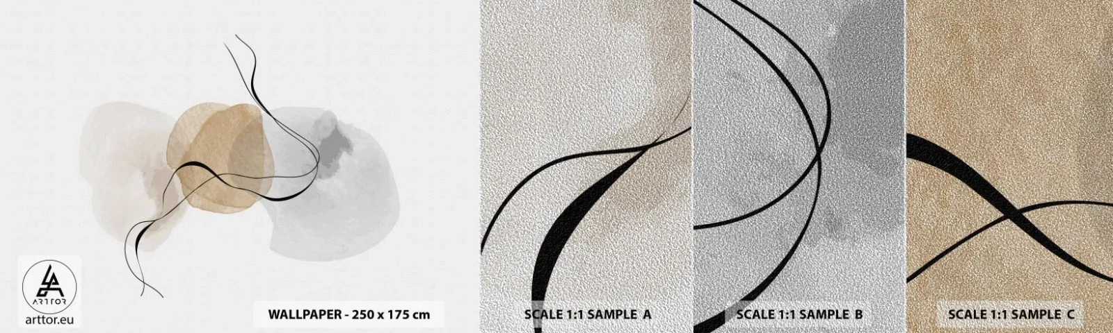 Échantillon de Papier Peint Premium Sand - Perles d'air - Abstraction, Morceau, Modèle moderne - 100x30 cm