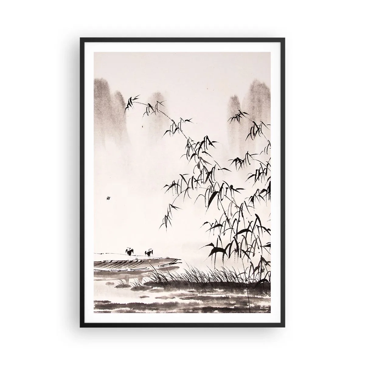 Affiche dans un cadre noir - Poster - Le silence des rizières - 70x100 cm