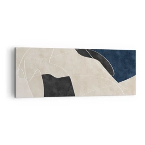 Impression sur toile - Image sur toile - Abstraction géométrique dans les tons beige et bleu marine - 140x50cm - Composition abstraite - contraste de couleurs - Décoration murale moderne pour le salon et la chambre ARTTOR
