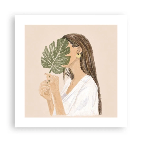 Affiche - Poster - Portrait mystérieux avec un éventail - 40x40 cm