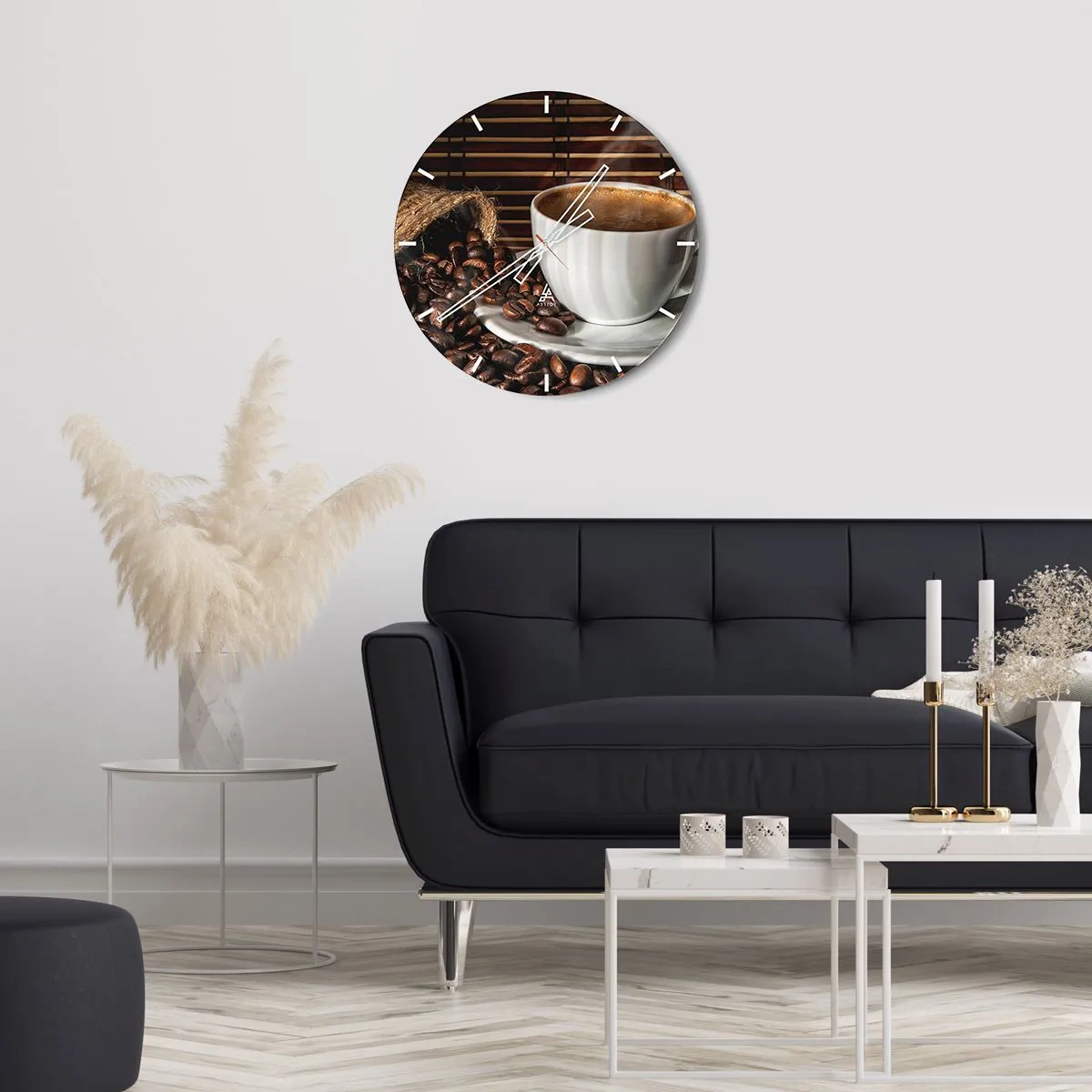 Horloge murale - Pendule murale - La noirceur du charbon, la clarté de l'ambre - 40x40 cm