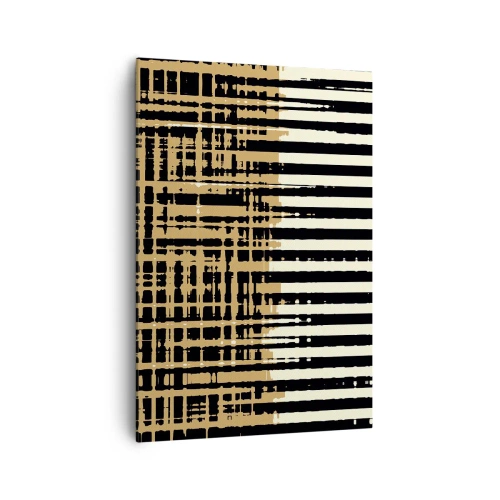 Impression sur toile - Image sur toile - Lignes abstraites en noir, beige et blanc - 70x100cm - Abstraction architecturale - Décoration murale moderne pour le salon et la chambre ARTTOR